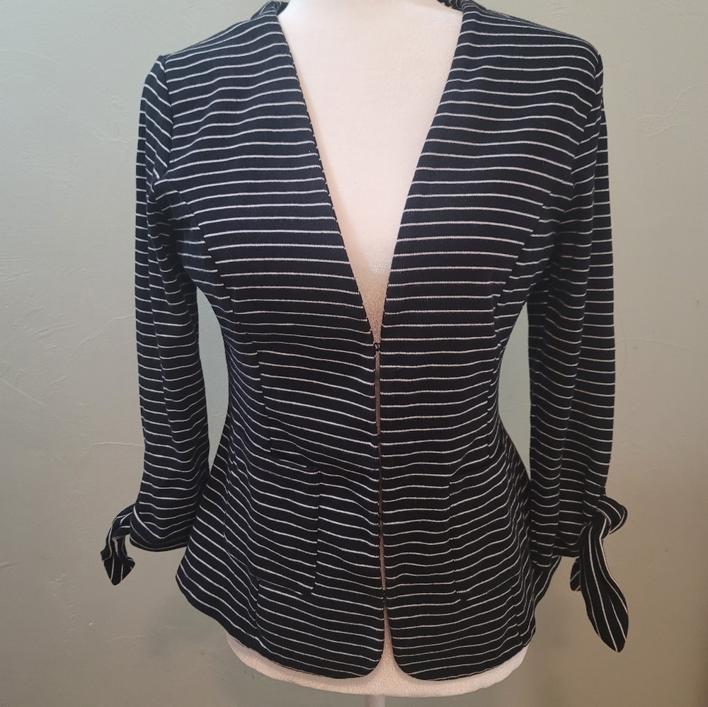 Black and White Striped Blazer